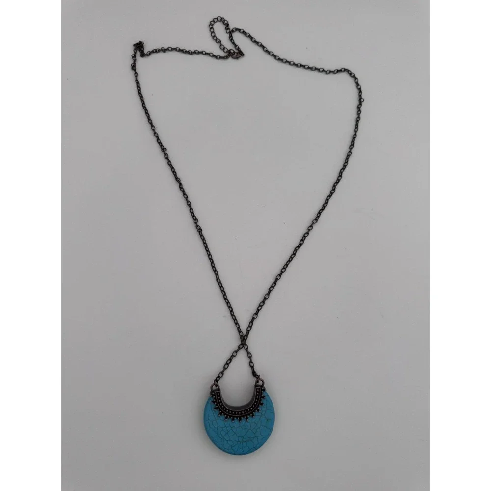 Turquoise style necklace womens Bronze tone boho chick southwestern